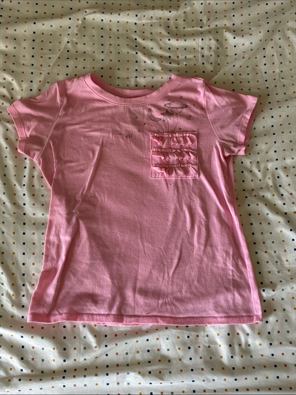 Arizona Jean Company Girls' Light Pink Ruffle Pocket Tee